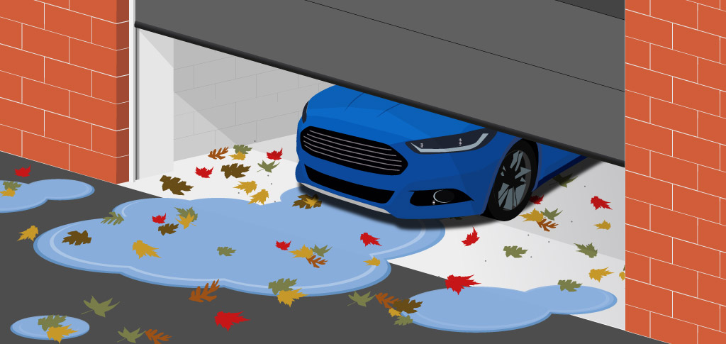 Sectional garage door threshold seal - before Sectional garage door threshold seal - before